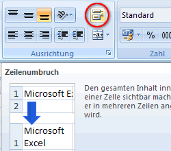Zeilenumbruch Symbol in Excel 2007