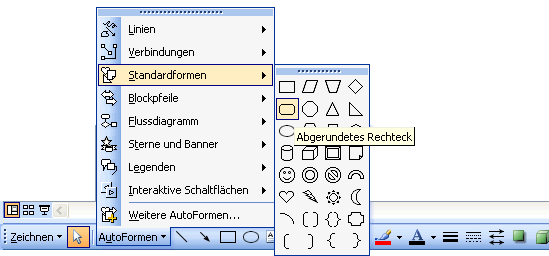 PowerPoint 2003 - Symbolleiste Zeichnen - Autoformen