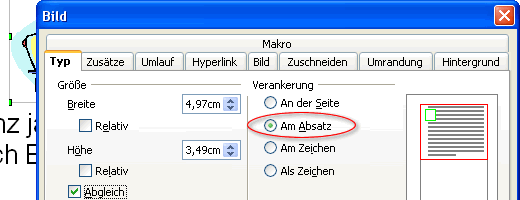 Register Typ des Dialogfensters Bild in OpenOffice Writer